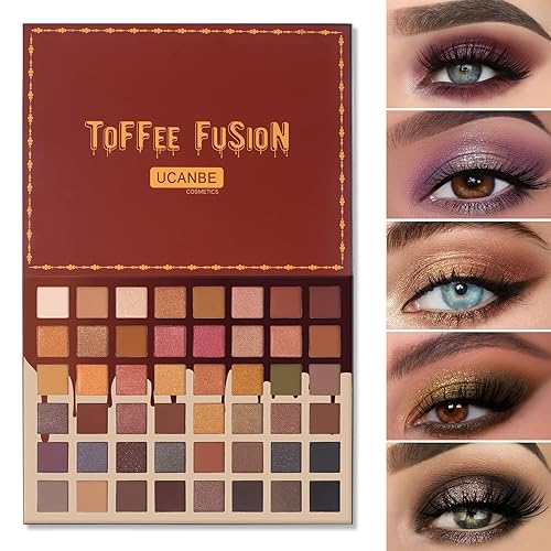 UCANBE Toffee Fusion Nude Eyeshadow Palette, 48 Neutral Shades Naked Eye Shadow Makeup Pallet, High Pigmented Matte Glitter Shimmer Make Up Kit for Women Girls - NUDE