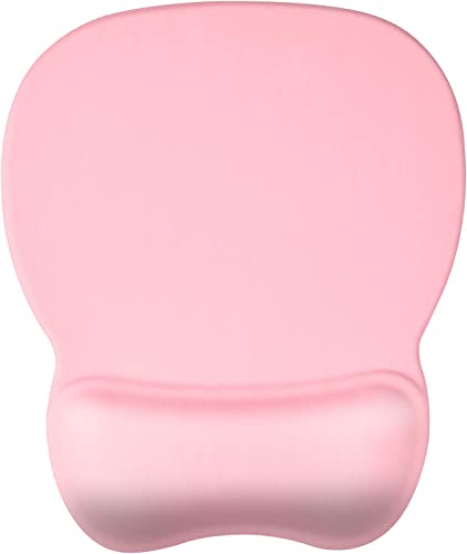 EooCoo Ergonomic Mouse Pad with Wrist Support, Mousepad with Memory Foam Wrist Rest and Non-Slip Base for Computer, Cafe, Home & Office, 9.64 x 8.26 in Office Desk Accessories - Cute Pink