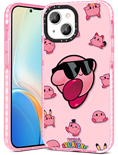 Jowhep for iPhone 15 Plus Case Girly Cute Cartoon Character Anime Pattern Design for Girls Kids Boys Teens Women Cover Fun Kawaii Cool Unique Clear Phone Cases for Apple i Phone 15 Plus 6.7", 23Kabi - 23Rose Kirb