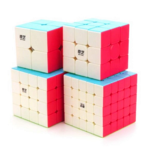 CuberSpeed Speedcubing Bundle Qidi S 2X2 & Warrior W 3x3 & Qiyuan S 4X4 & qizheng s 5X5 Stickerless Bright Magic Cube Stickerless Speed Cube Set with Secret Tutorial Book