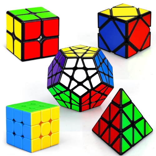 STEAM Life Educational Speed Cube Set 5 Pack Magic Cube | Includes Speed Cubes 3x3, 2x2 Speed Cube, Pyramid Cube, Megaminx Cube Puzzle Cube Bundle Magic Cubes Collection for Kids & Adults - 5 Pack