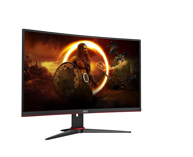 AOC Écran gaming incurvé CQ27G2U 68 cm (27 pouces) (QHD, HDMI, DisplayPort, FreeSync, temps de réponse de 1 ms, 144 Hz, 2560x1440) noir/rouge - 27 pouces QHD incurvé - 144Hz - sans hub USB