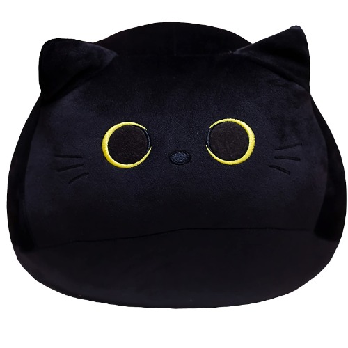 AudeRhine 10'' Black Cat Plush Body Pillow, Cute Cat Pillow Soft Baby Plushies for Kids, Cat Stuffed Animals Kawaii Plush Toys Gift for Boys Girls (Black, 10 Inch) - S - black, Black