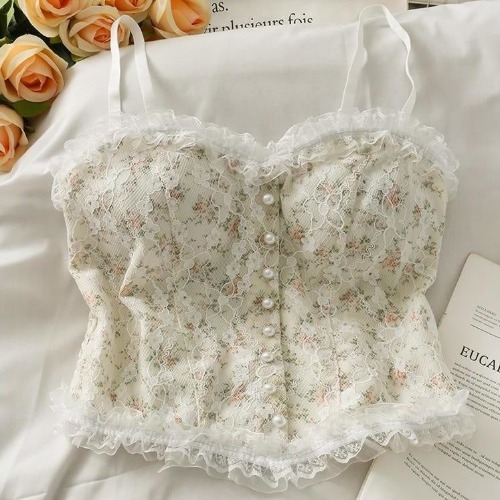 French Floral Camisole - White