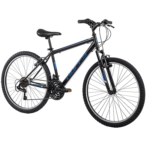Huffy Stone Mountain Hardtail Mountain Bike for Boys/Girls/Men/Women, 20"/24"/26" Sizes, 6 or 21 Speed Shimano Twist Shifting, Front or Dual Suspension, Comfort Saddle, Sleek Colors - Matte Black - 26 Inch