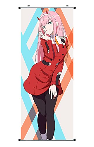 CosInStyle Anime Scroll Poster for Zero Two - Fabric Prints 100 cm x 40 cm | Premium and Artistic Anime Theme Gift | Japanese Manga Hanging Wall Art Room Decor