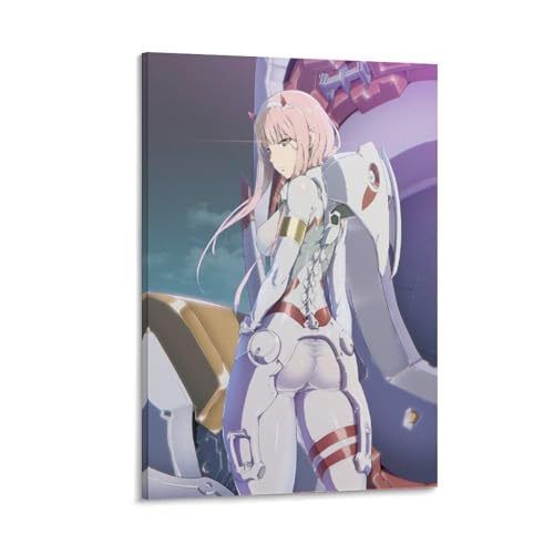 Anime Posters Darling In The Franxx Zero Two Poster Canvas Wall Art Picture Prints Wallpaper Family Living Room Decor Posters 12x18inch(30x45cm) - 12x18inch(30x45cm) - Frame-style