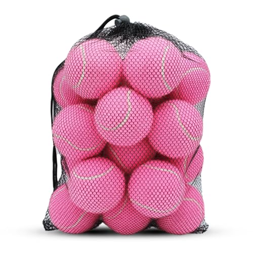 SHYUJAJIE Tennis Balls, 20 Pack Training Tennis Balls,High Elasticity Practice Tennis Balls for Beginner, Exercise Playing Balls for Pet Dog - Pink