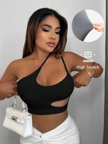 SHEIN SXY One Shoulder Cut Out Crop Top