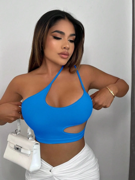  SXY One Shoulder Cut Out Crop Top
