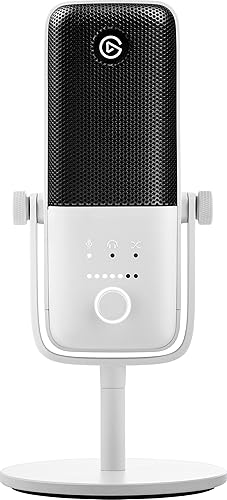 Elgato Wave:3 White - Micro à condensateur USB de qualité studio pour streaming, podcasts, gaming, télétravail, logiciel de mixage gratuit, plug-ins d'effets, anti-distorsion, plug & play sur Mac, PC - Blanc - Wave:3