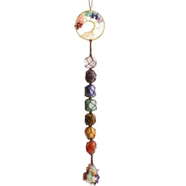 7 Chakra Stone Healing Crystal Tree of Life Wall Hanging Home Interior Decoration，Window Decoration，Yoga Meditation…