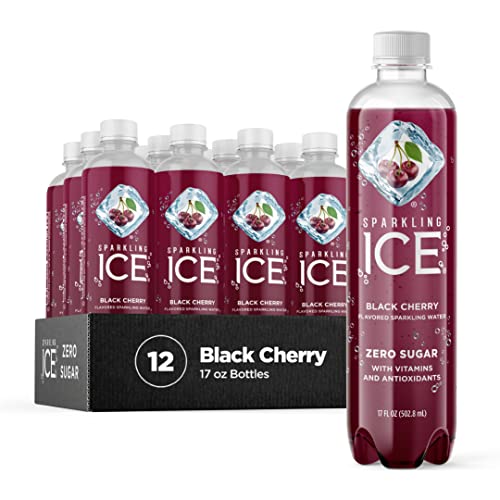 Sparkling Ice, Black Cherry Sparkling Water, Zero Sugar Flavored Water, with Vitamins and Antioxidants, Low Calorie Beverage, 17 fl oz Bottles (Pack of 12) - Black Cherry