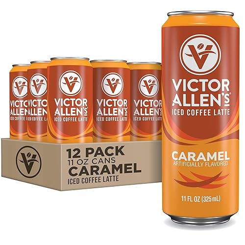 Victor Allen's Coffee Caramel Iced Canned Coffee Latte, 11oz Cans (12 Pack) - Caramel - 11 Fl Oz (Pack of 12)
