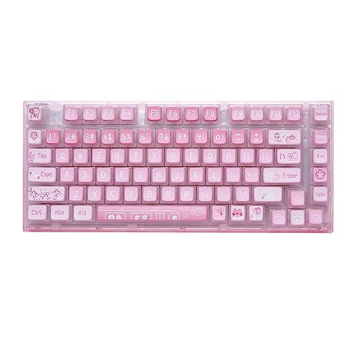 YUNZII X75 82 Key Hot Swappable Mechanical Keyboard with Transparent Keycaps, Gasket Mount 75 Keyboard, RGB Backlit Custom Gaming Keyboard for Windows/Mac (Crystal White Switch, Wired -Pink) - Crystal White Switch - Wired -Pink