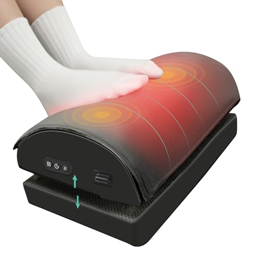 Snailax Fußstütze Schreibtisch mit Wärme, Fußauflagen unter dem Schreibtisch mit Vibrationsmassage, Fußhocker Fußkissen Footrest mit doppel-einstellbare Höhe, Fußwärmer ergonomischer Gaming Home Büro - Schwarz