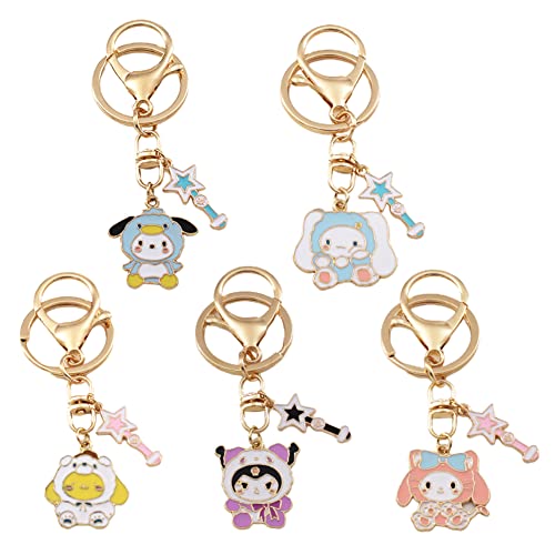 SWZY 5pcs Kuromi,Melody,Cinnamoroll Schlüsselanhänger,Kids Gift Keychain,Cartoon Pendant Keychain, Niedlicher-Tier-Schlüsselhalter,Couple Keychain, Cartoon Keyrings For Kids