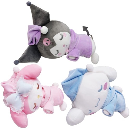 WESOPAN Niedliche Anime Kuromi Plüsch Kawaii Sanrio Plüsch My Melody Serie Plüsch Cinnamoroll Stofftiere Plüsch Figur Geschenke für Kinder Fans (Schlafen 3 Stück)