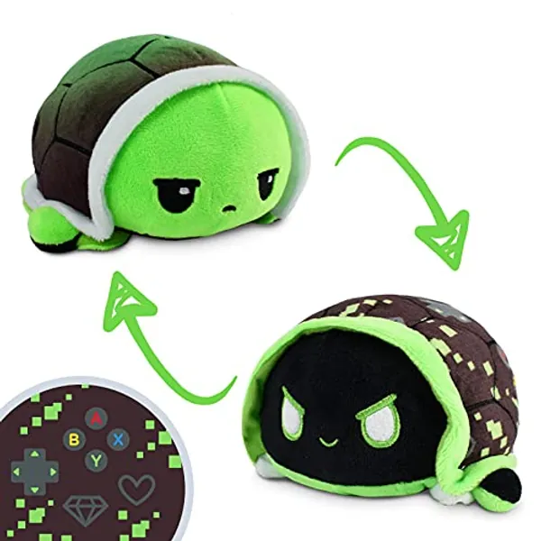 TeeTurtle | The Original Reversible Turtle Plushie | Patented Design | Sensory Fidget Toy for Stress Relief | Video Games | Happy + Angry | Show Your Mood Without Saying a Word! - Video Games