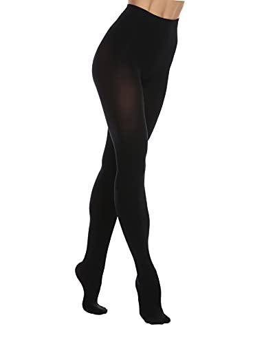 EVERSWE Women's 80 Den Soft Opaque Tights, Women's Tights - Large-X-Large - Totally Black