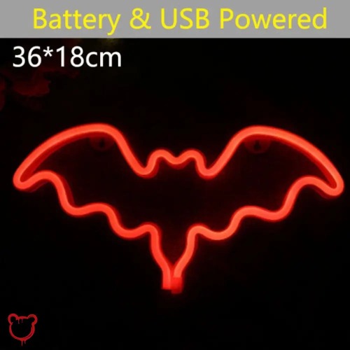 Colorful Hanging Neon Bat Light - Red Hanging type