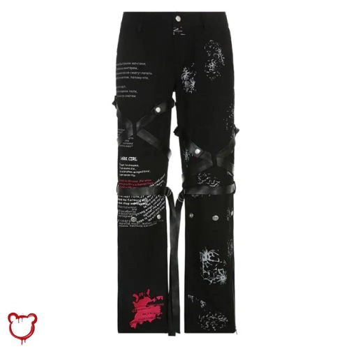 Grimstone Black Buckle Pants - Black / M