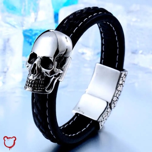 Skull Leather Bracelet - 18cm