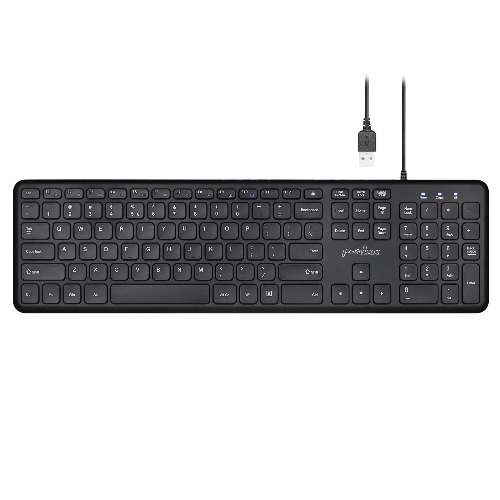 Perixx PERIBOARD-210 US Wired Full-Size USB Keyboard with Quiet Keys for Desktop, Laptop, and Tablet - X Type Scissor Keys - Black - US English (11726) - Wired USB