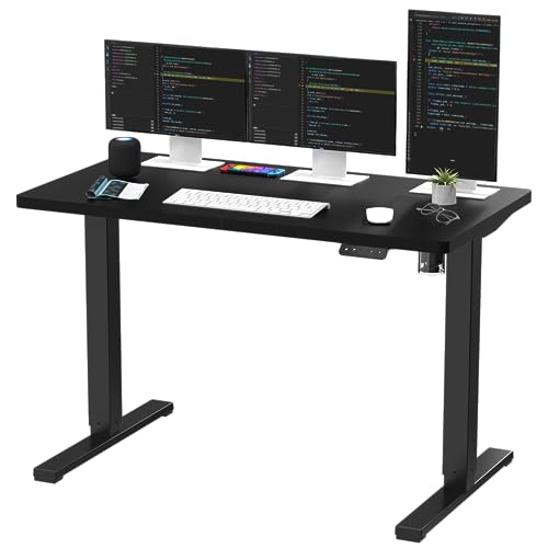 SANODESK QS1+140 * 60 Electric Standing Desk Height Adjustable Standing Desk Sit Stand Desk Adjustable Desk 4-Memory Smart Pannel (Black Frame+ Black Desktop) - 140*60cm - Black Frame+ Black Desktop