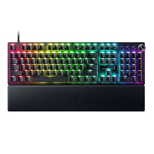 Razer Huntsman V3 Pro Esports Gaming Keyboard: Analog Optical Switches w/Rapid Trigger & Adjustable Actuation - Media Keys & Dial - Doubleshot PBT Keycaps - Aluminum Top Plate - Wrist Rest - Full Size
