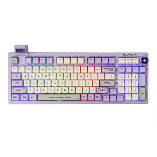 EPOMAKER RT100 97 Keys Gasket BT5.0/2.4G/USB-C Mechanical Keyboard with Customizable Display Screen, Knob, Hot Swappable Socket, 5000mAh Battery for Win/Mac(RT100 Purple, Wisteria Linear Switch) - Wisteria Linear Switch - RT100 Purple
