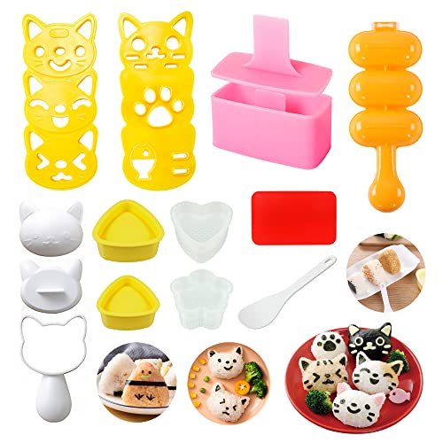Rice Ball Mold Cute Cat Sushi Mold for Kids, Musubi Maker Press, Rice Ball Mold Shaker, Classic Triangle Rice Ball Maker Sushi Mold Kit for DIY Fun Lunch Box Picnic Tool (CAT) - CAT