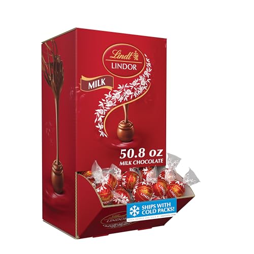 Lindt LINDOR Milk Chocolate Candy Truffles, Milk Chocolate with Smooth, Melting Truffle Center, 50.8 oz., 120 Count - 50.8 Ounce (Pack of 1) - 50.8-oz