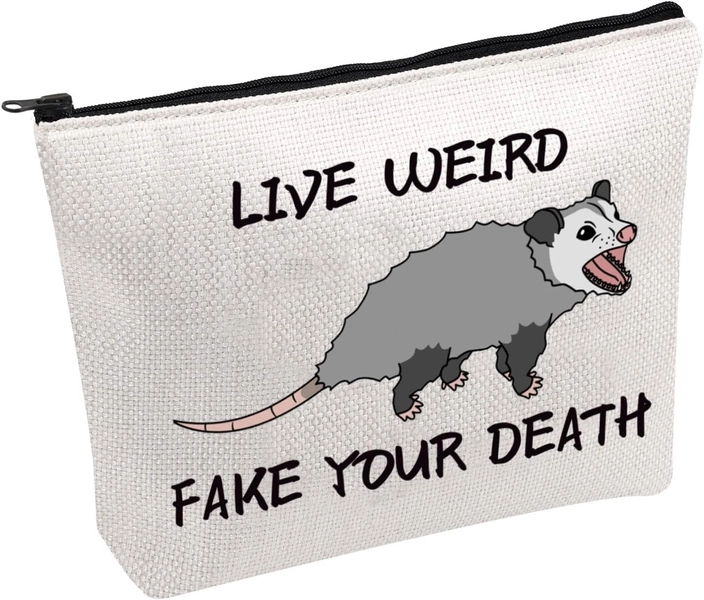 PWHAOO Funny Possum Gift Opossum Lover Gift Live Weird Fake Your Death Makeup Bag Opossum Mom Gift (Live Weird Fake Your Death B) - Live Weird Fake Your Death B