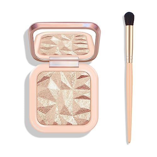 KYDA Face Highlighter Palette, High Glossy Face Illuminator Palette, Narutal Glow Finish, Pearl Shimmer Smooth Baked Powder, Lasting Sparkling Highlighter Makeup-SUN GLOW - SUN GLOW - 1 Count (Pack of 1)