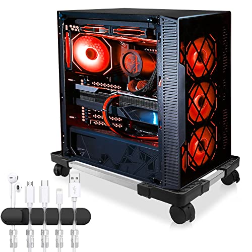 Seloom PC Stand Computer Tower Stand, Adjustable Mobile CPU Stand, Desktop PC Case Tower Stand with Rolling Caster Wheels, PC Riser Fits Most Gaming PC Under Desk