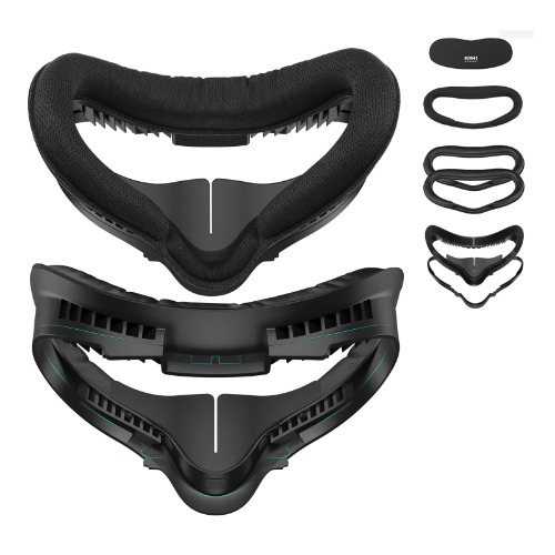 KIWI design Upgraded Face Cushion Fitness Accessories Compatible with Quest 2, with Facial Interface Leather Pad 2, Cloth Sports Pad, Glasses Spacer, and Lens Protector, Air-Circulation Design - Sports Facial Interface 6in1