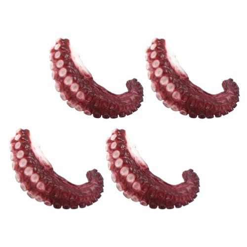 4pcs Simulated Octopus Model PVC Tentacle Squid Octopus Puppets Dark Red - 