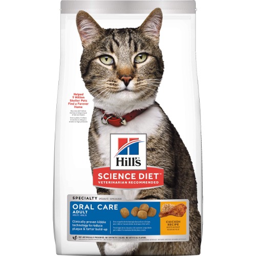 Hill's Science Diet Adult Oral Care Chicken Recipe Dry Cat Food for dental health, 15.5 lb Bag - 7.03 kg (Pack of 1) Adult | Chicken Cat Food