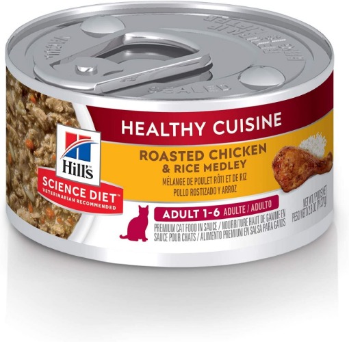 Hill's Science Diet Adult Healthy Cuisine Canned Cat Food, Roasted Chicken & Rice Medley, 2.8 oz, 24 Pack wet cat food - Healthy Cuisine Chicken 79.4 g (Pack of 24)