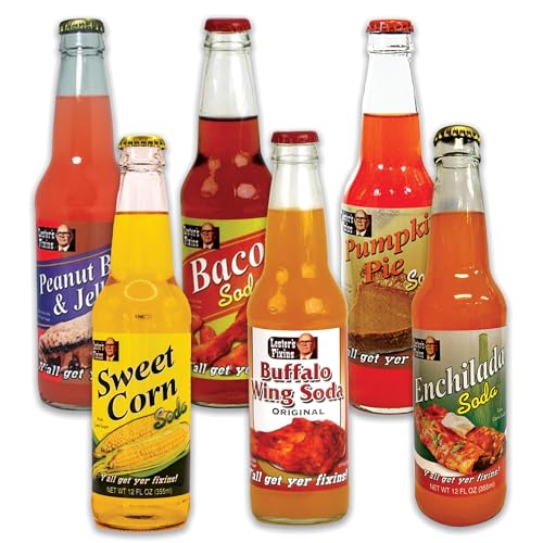 Lester's Fixin Wierd Soda Variety Pack of 6 Flavors. Weird Soda Flavors, Exotic Soda, Fun Food, Unique Food, Weird Food, Bacon Soda, Weird Drinks, Wild Soda, Corn Soda, Rare Soda