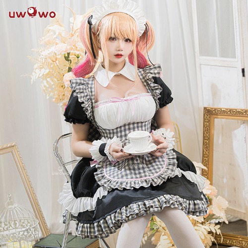 Uwowo Anime/Manga My Dress-Up Darling Marin Kitagawa Lattice Maid Cosplay Costumes - 【In Stock】L