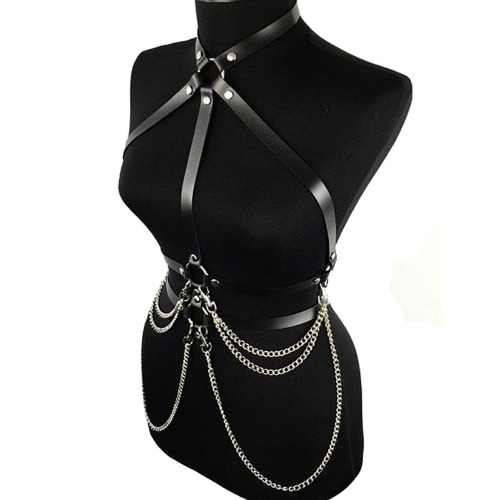 'Slave' Chain Faux Leather Harness