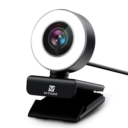PC Webcam for Streaming HD 1080P, Vitade 960A USB Pro Computer Web Camera Video Cam for Mac Windows Laptop Conferencing Gaming with Microphone & Ring Light