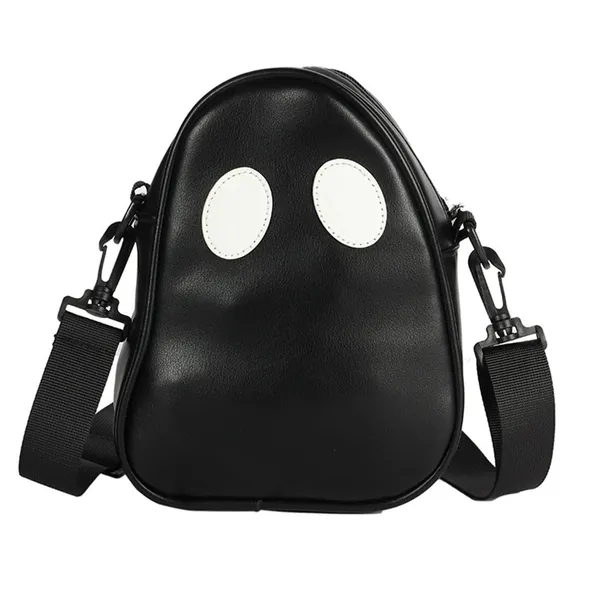 Halloween Purse Leather Crossbody Bags for Women, Funny Ghost Bag, Cute PU Casual Solid Zipper Soft Shoulder Bags - Black