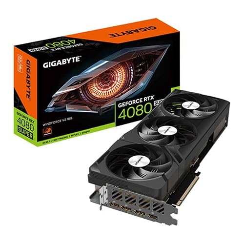 Gigabyte GeForce RTX 4080 Super WINDFORCE V2 Graphics Card - 2550MHz Core, 16GB GDDR6X 23000MHz 256-bit Memory, PCI-E 4.0, 3X DP 1.4, 1x HDMI 2.1a, NVIDIA DLSS 3.5, GV-N408SWF3V2-16GD - WINDFORCE V2