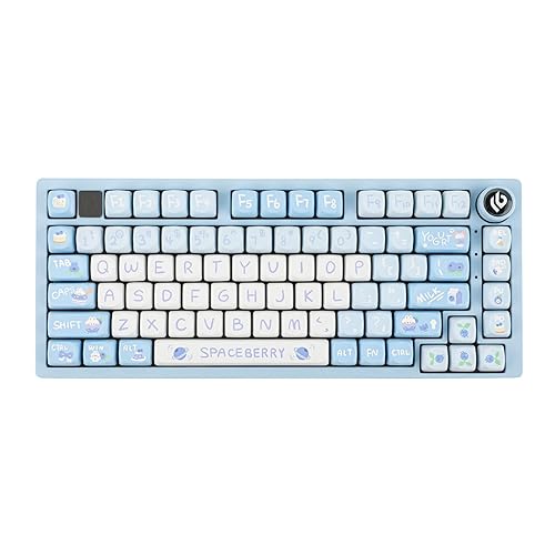EPOMAKER x LEOBOG Hi75 Wired Gaming Keyboard, Aluminum Alloy Mechanical Keyboard with Mode-Switching Knob, Hot Swappable Custom Keyboard, RGB Backlit, Pre-lubed Nimbus Switch (White Blue) - White Blue