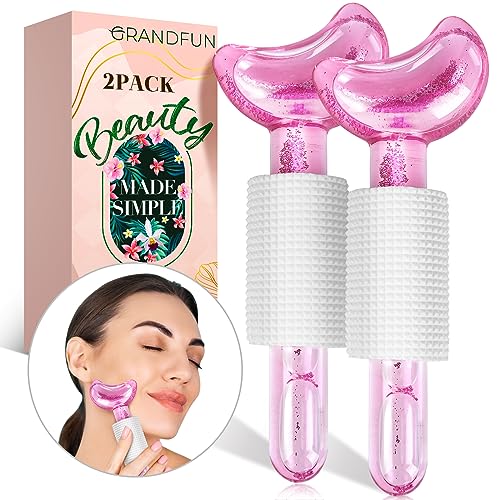 Women Gifts Face Ice Globes: Christmas Stocking Stuffers Presents Idea for Wife Mom Girlfriend Mother Sister Unique Birthday for Female Who Have Everything Wants Nothing Facial Massager Beauty Tool - Shiny Pink