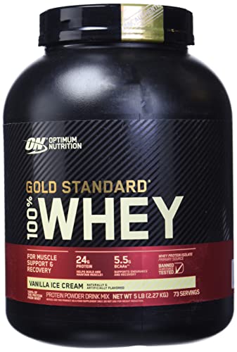 OPTIMUM NUTRITION Gold Standard 100% Whey Protein Powder From Whey Isolates, Vanilla Ice Cream 2270 gram
