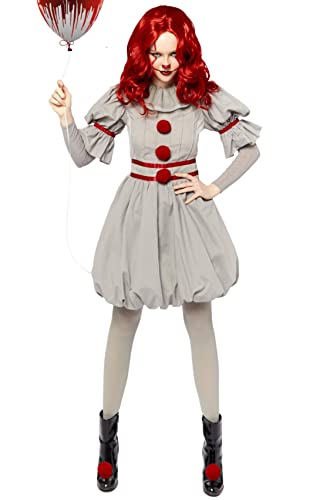 amscan Adults Womens Officially Licensed Warner Bros Pennywise IT Clown Fancy Dress Costume - 18-20